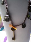 industrial grunge birdcage keys necklace