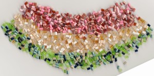 seed bead selection champagne earthy tones greens