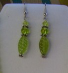 leaf green and crystal earrings 