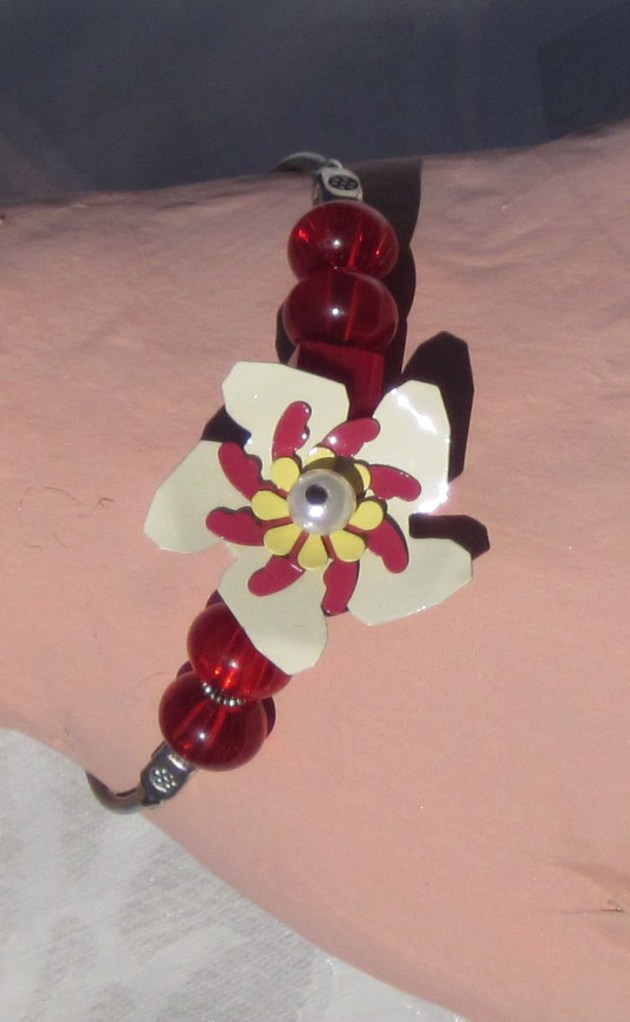 ruby red flower bracelet