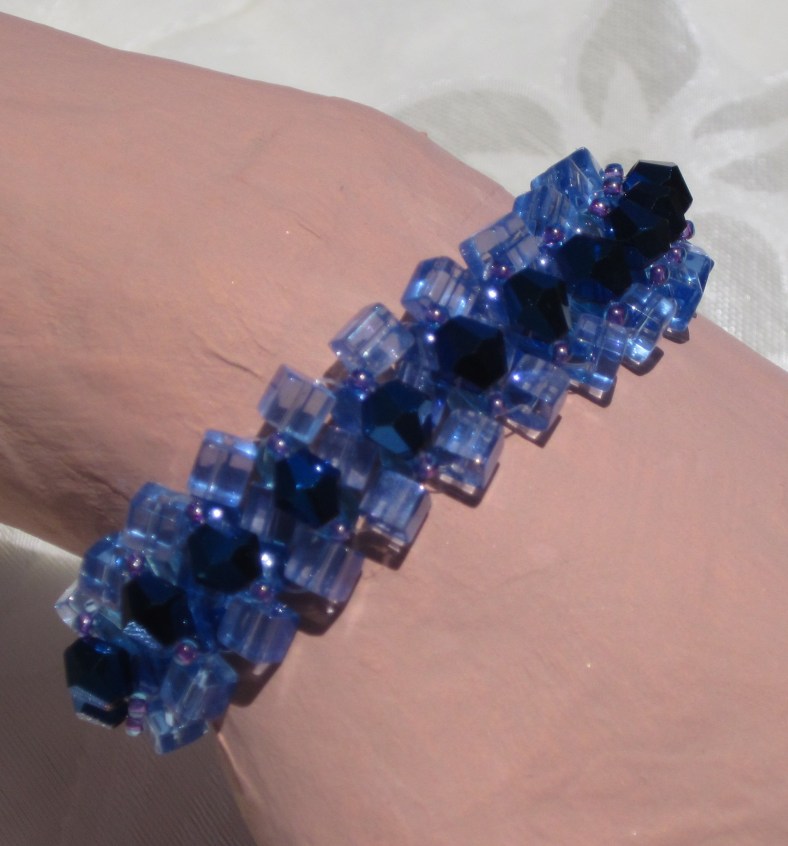 cobalt blue crystal woven bracelet